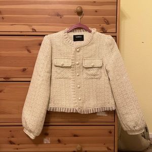 Women’s Thick Cream Sparkly Button Sequins Blazer Size M